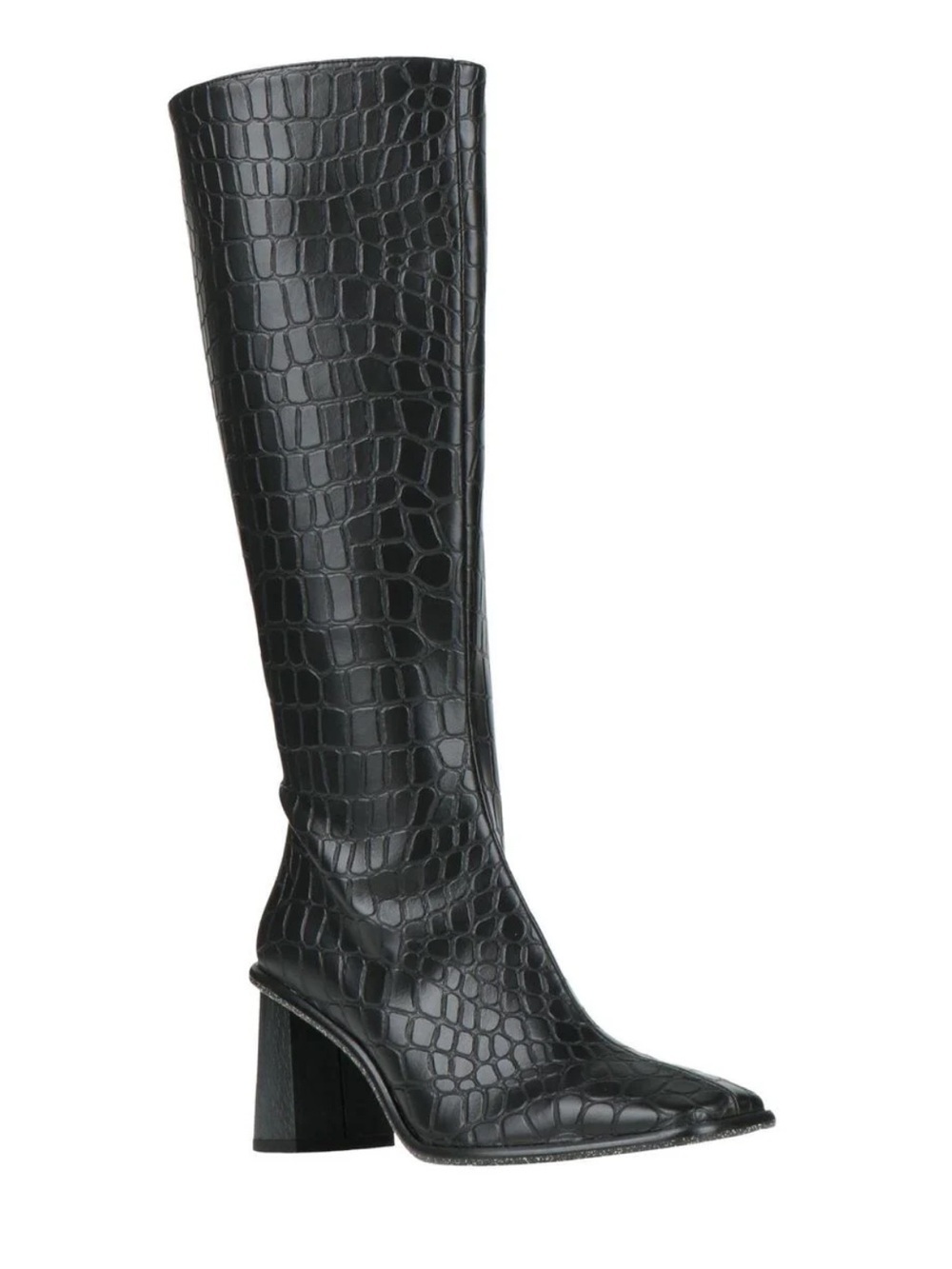 Alohas East Leather Knee High Croco Boot In Apple Alli Black Sz 39